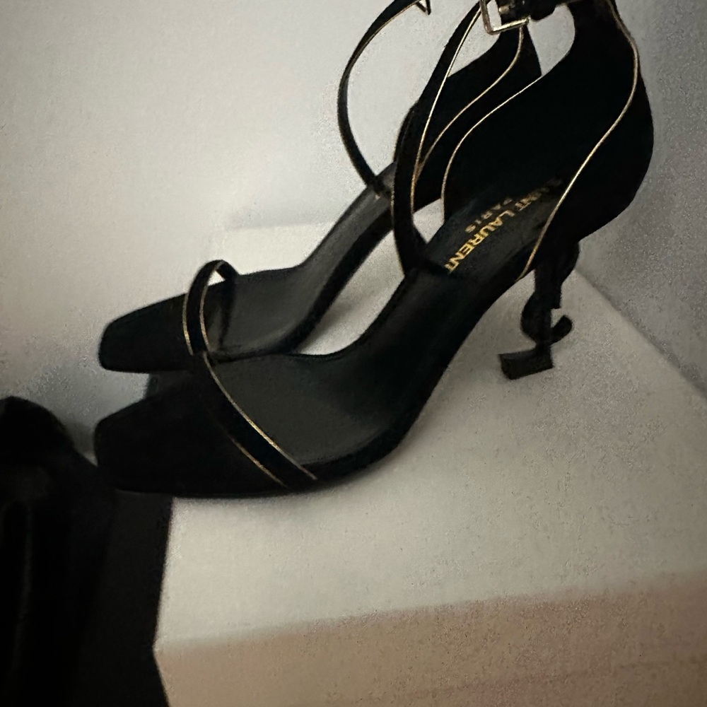 Saint Laurent Black and Gold Women's Heels - Picture 3 of 3